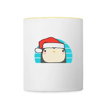 Weihnachten Pinguin - Tasse zweifarbig - Weiß/Gelb - Vorne