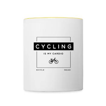 Cycling as Cardio Environment Bicycle Nature - Contrasting Mug - white/yellow - Front