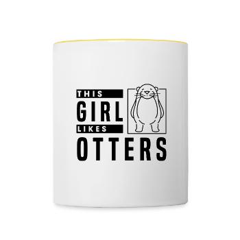 Girl Likes Otters Cute Wildlife Rodent Animal - Contrasting Mug - white/yellow - Front
