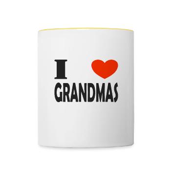 J’aime les grands-mères - Mug contrasté - blanc/jaune - Devant