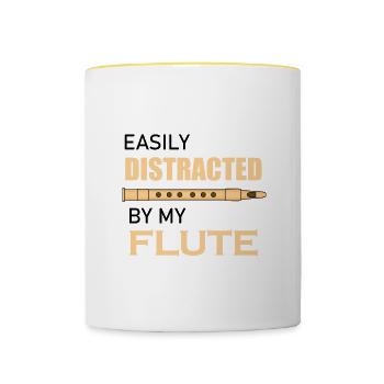 Ablenkt von Flöte Ironic Flötist Konzert Orchester - Tasse zweifarbig - Weiß/Gelb - Vorne