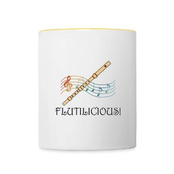 Joueur de flûte d'orchestre classique Flutilicious - Mug contrasté - blanc/jaune - Devant