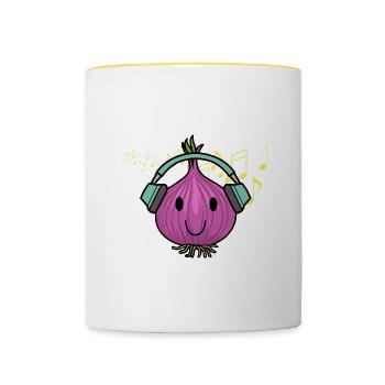 Écouteurs de musicien Onion Food Chef Music Notes - Mug contrasté - blanc/jaune - Devant