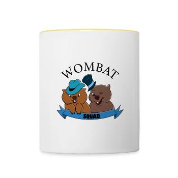 Wombat Squad Cute Rodent Wildlife Animals - Contrasting Mug - white/yellow - Front