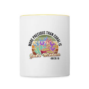 Korallenriffe, Meer, Beruf, Bibel, Glaube, Gott, - Tasse zweifarbig - Weiß/Gelb - Vorne
