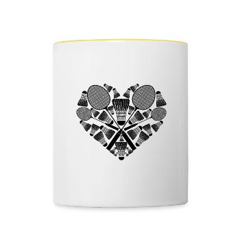 Badminton Love Hobby Sports Badminton Player - Contrasting Mug - white/yellow - Front