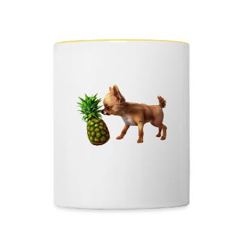 Chihuahua mit Ananas - Tasse zweifarbig - Weiß/Gelb - Vorne