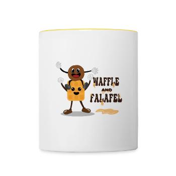 Waffle and Falafel Ironic Food Quote Hobby Chef - Contrasting Mug - white/yellow - Front