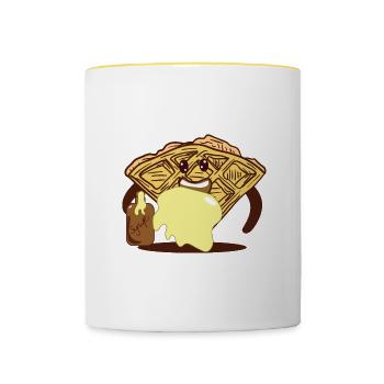 In Sirup getränkte Waffel Ironic Waffle Fan - Tasse zweifarbig - Weiß/Gelb - Vorne
