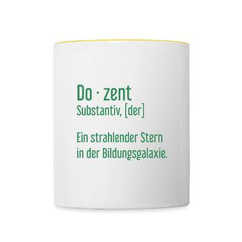 Dozent Dozenten Schule Pädagoge Unterricht - Tasse zweifarbig - Weiß/Gelb - Vorne
