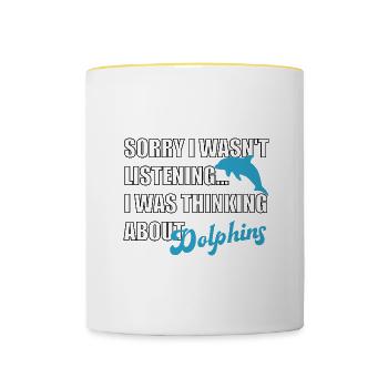 Mignon dauphins drôle Citation Animal marin Océan - Mug contrasté - blanc/jaune - Devant