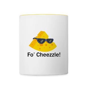 Cheezzle Ironic Saynig Food Cheese Making - Contrasting Mug - white/yellow - Front