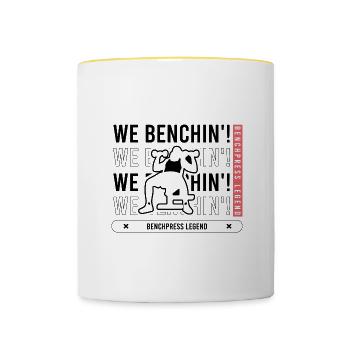 We Benchin Ironic Gym Quote Powerlifter Training - Contrasting Mug - white/yellow - Front