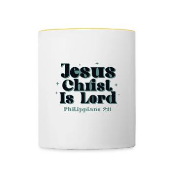 Jesus ist der Herr, Glaube, Christentum, Gott, - Tasse zweifarbig - Weiß/Gelb - Vorne