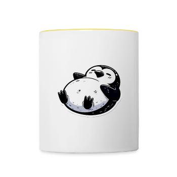 Fetter Pinguin Lustiger Pinguin Geschenk - Tasse zweifarbig - Weiß/Gelb - Vorne
