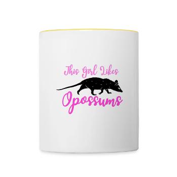 Rodent Animal Cute Opossum Wild Animal - Contrasting Mug - white/yellow - Front