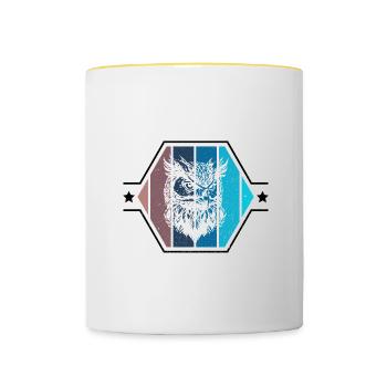 Wildtiere Tiere Natur Vögel Süße Eulen - Tasse zweifarbig - Weiß/Gelb - Vorne