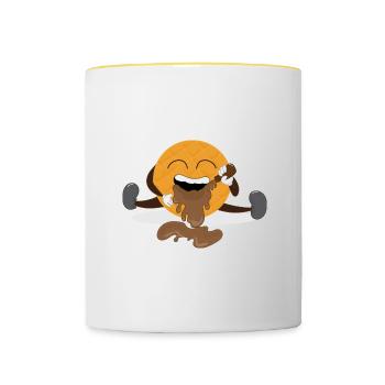 Waffle Eating Syrup Ironic Waffle Chef - Contrasting Mug - white/yellow - Front