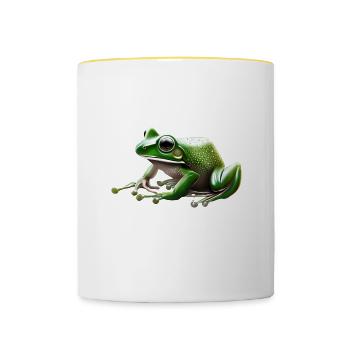 Regenfrosch Wassertropfen Frosch - Tasse zweifarbig - Weiß/Gelb - Vorne