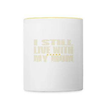 Je vis toujours avec ma mère - Mug contrasté - blanc/jaune - Devant