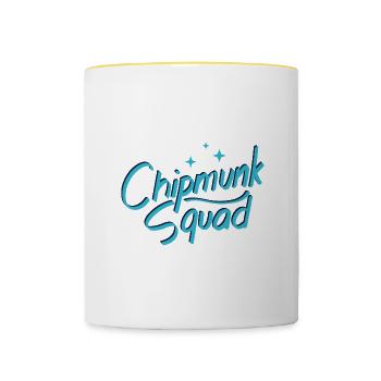 Chipmunk Squad Ironic Saying Cute Forest Animal - Contrasting Mug - white/yellow - Front