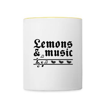 Lemons and Music Notes Musician Clef Lemonade - Contrasting Mug - white/yellow - Front