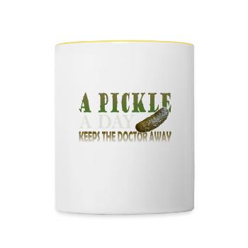 A Pickle a day keeps the Doctor away - Contrasting Mug - white/yellow - Front