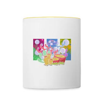 Récifs coralliens, récifs colorés, environnement - Mug contrasté - blanc/jaune - Devant