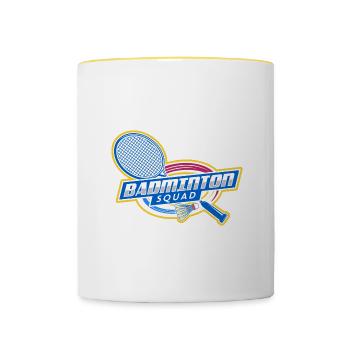 Badminton Squad Hobby Sports Funny Saying - Mug contrasté - blanc/jaune - Devant