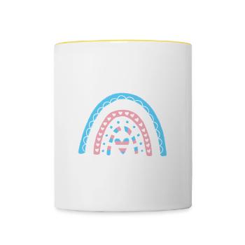 Transgender Pride Boho-Regenbogen - Tasse zweifarbig - Weiß/Gelb - Vorne