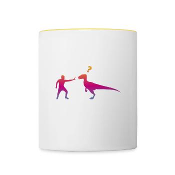 Velociraptor Dinosaurier - Tasse zweifarbig - Weiß/Gelb - Vorne
