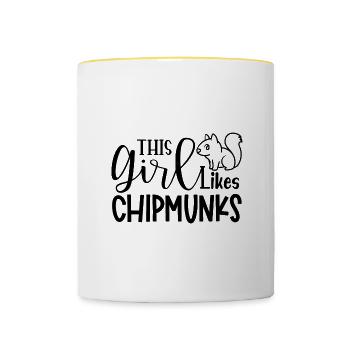 Fille aime les tamias mignon écureuil animal de la - Mug contrasté - blanc/jaune - Devant