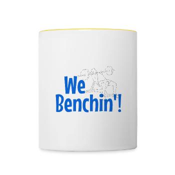 Benchpress Ironic Gym Quote Workout Powerlifting - Contrasting Mug - white/yellow - Front