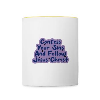 Folgen Sie Jesus Bibelzitate Christlicher Glaube - Tasse zweifarbig - Weiß/Gelb - Vorne