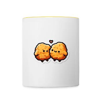 Cute Chicken Nuggets Heart Valentines Day - Contrasting Mug - white/yellow - Front
