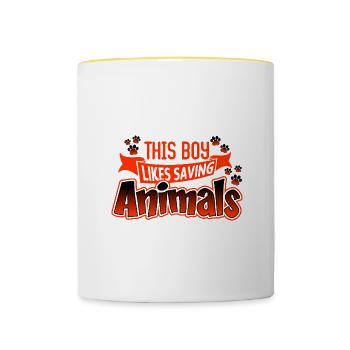 Refuge pour chats et chiens Rescue Citation - Mug contrasté - blanc/jaune - Devant