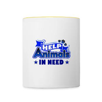 Help Animals in Need Cute Cats Dogs Animal Shelter - Contrasting Mug - white/yellow - Front