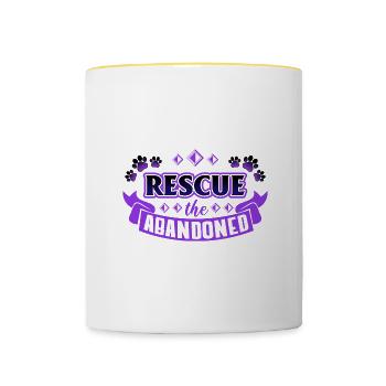 Rette das verlassene Tierheim und rette Tiere - Tasse zweifarbig - Weiß/Gelb - Vorne