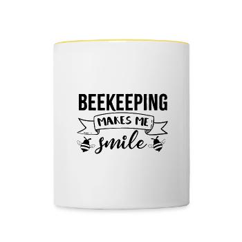 Bienenhonig, ironisches Zitat: Imkereihonig - Tasse zweifarbig - Weiß/Gelb - Vorne