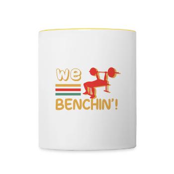 Banc d'haltérophilie We Bench, Powerlifter, Gym, - Mug contrasté - blanc/jaune - Devant