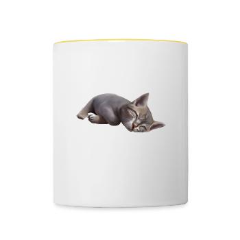 Sleeping cat - Contrasting Mug - white/yellow - Front