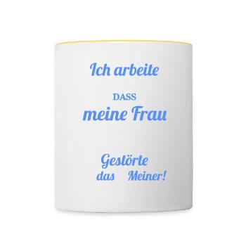 Ich arbeite sehr hart daran - Gestörter - Tasse zweifarbig - Weiß/Gelb - Vorne