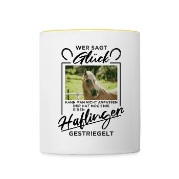 Haflinger Horse "Happiness" - Contrasting Mug - white/yellow - Front