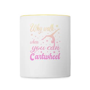 Pourquoi marcher quand vous pouvez Cartwheel - Mug contrasté - blanc/jaune - Devant