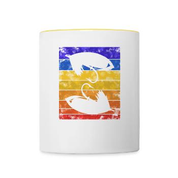 Vintage Fly Fishing Coucher de soleil - Mug contrasté - blanc/jaune - Devant