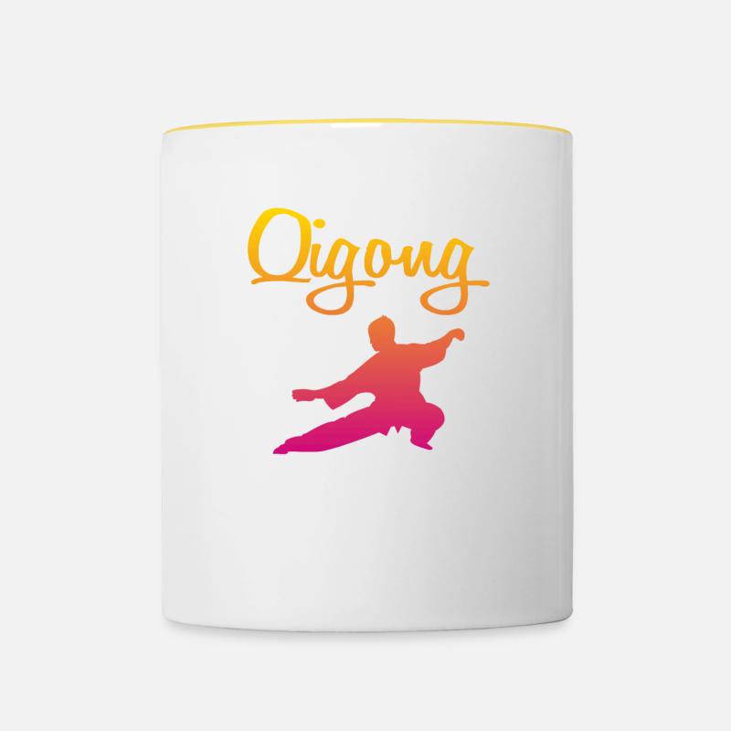 Qigong - Tasse zweifarbig - Weiß/Gelb