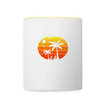 Maui Hawaii Coucher de soleil - Mug contrasté - blanc/jaune - Devant
