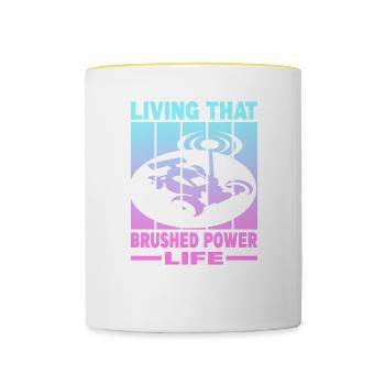 Vivre cette vie de pouvoir brossé - Mug contrasté - blanc/jaune - Devant