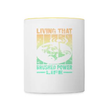 Vivre cette vie de pouvoir brossé - Mug contrasté - blanc/jaune - Devant