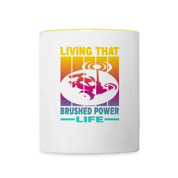 Vivre cette vie de pouvoir brossé - Mug contrasté - blanc/jaune - Devant
